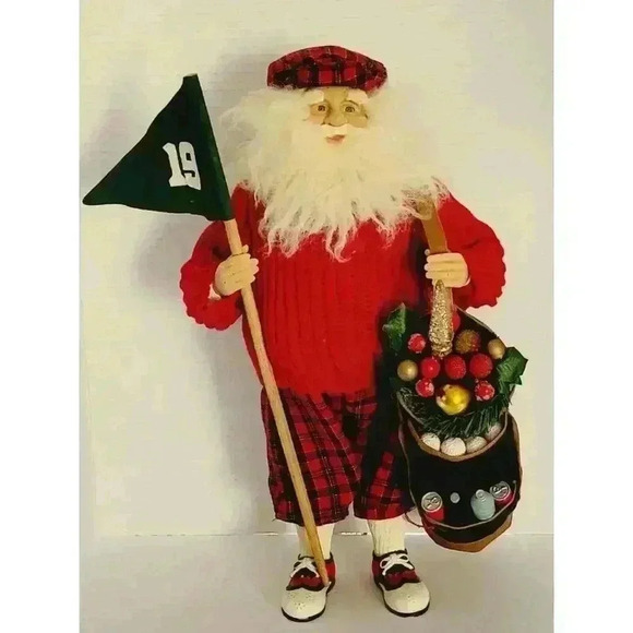 Vintage Golfing Santa Claus Figure Golf Bag Balls & 19th Hole Golf Flag XMAS - Picture 14 of 16